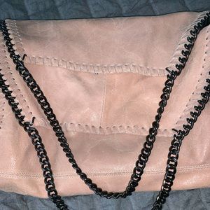 Baby Pink Leather Flappy Bag